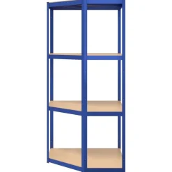 vidaXL Almacenamiento Industrial-Estantería esquina 4 niveles madera contrachapada y acero