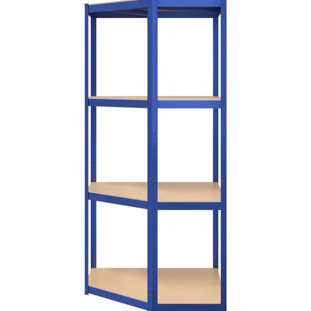 vidaXL Almacenamiento Industrial-Estantería esquina 4 niveles madera contrachapada y acero