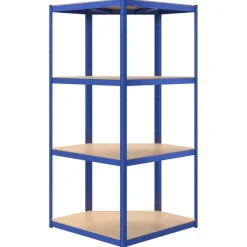 vidaXL Almacenamiento Industrial-Estantería esquina 4 niveles madera contrachapada y acero