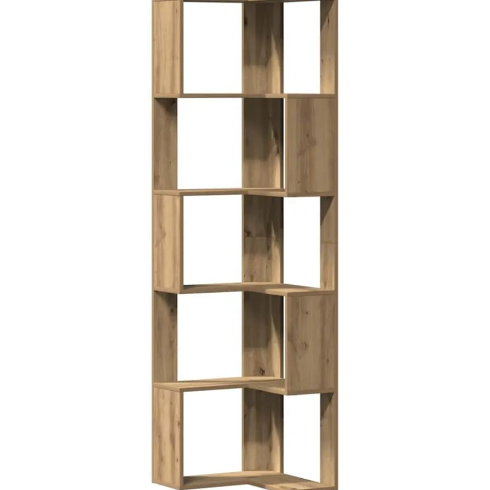 vidaXL Estanterías-Estantería esquina 5 niveles madera artisan 50x50x179 cm