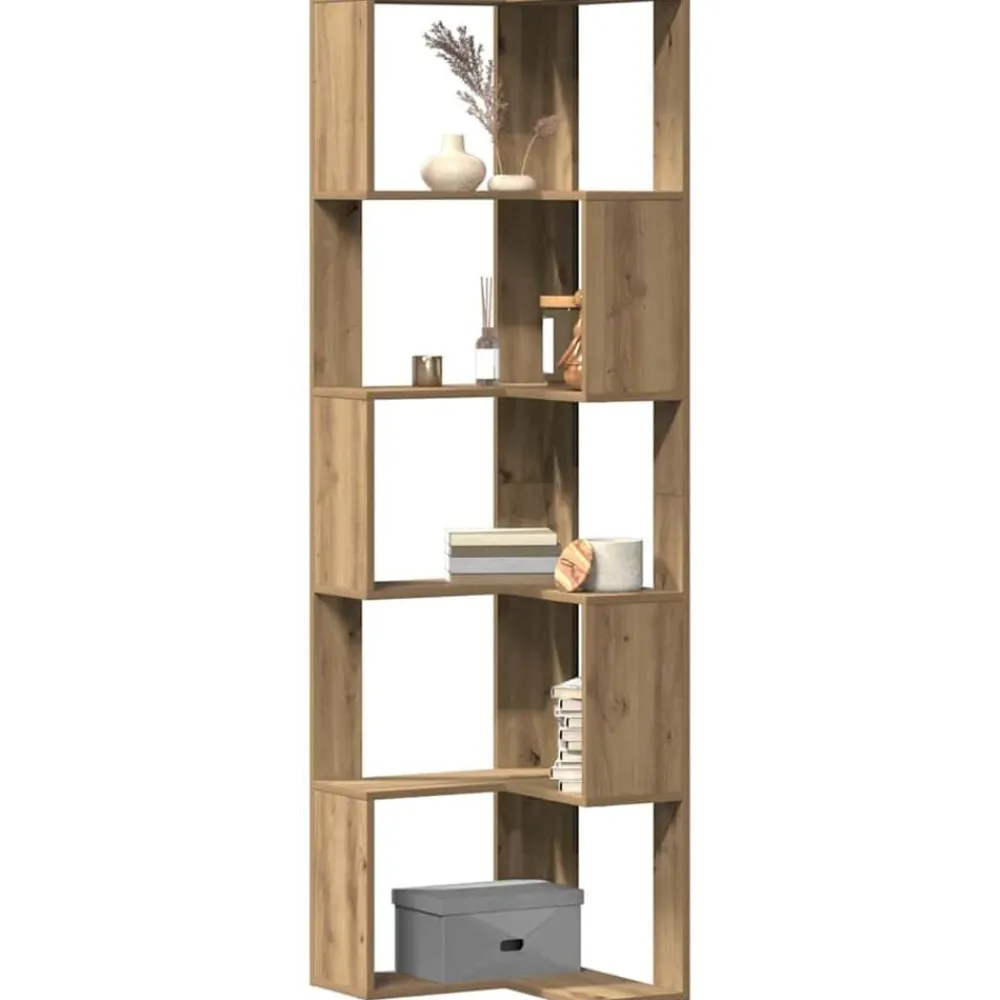vidaXL Estanterías-Estantería esquina 5 niveles madera artisan 50x50x179 cm
