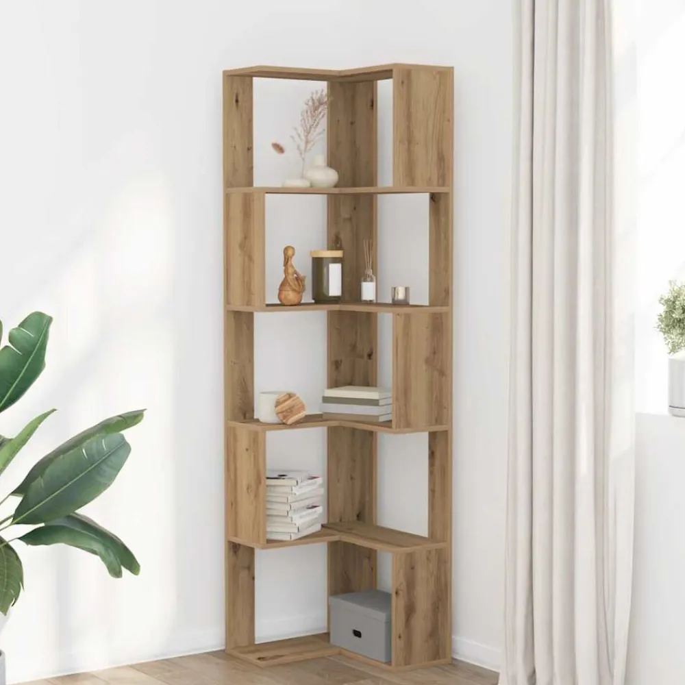 vidaXL Estanterías-Estantería esquina 5 niveles madera artisan 50x50x179 cm