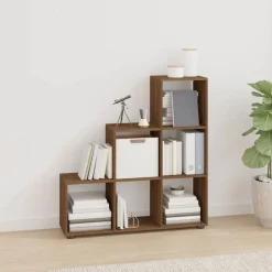 vidaXL Estanterías-Estantería forma de escalera madera contrachapada roble marrón