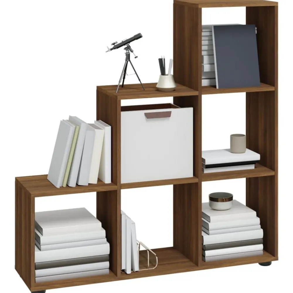 vidaXL Estanterías-Estantería forma de escalera madera contrachapada roble marrón