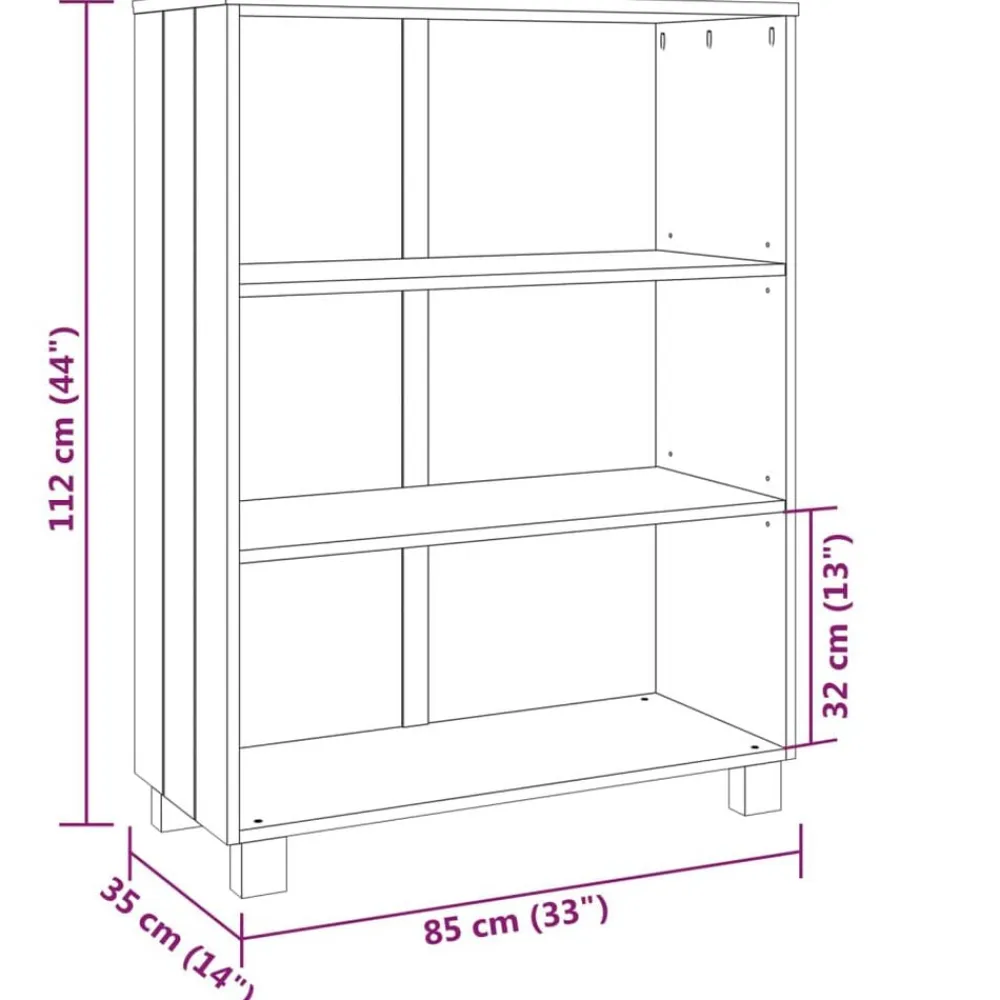 vidaXL Estanterías-Estantería HAMAR madera pino maciza marrón miel 85x35x112 cm