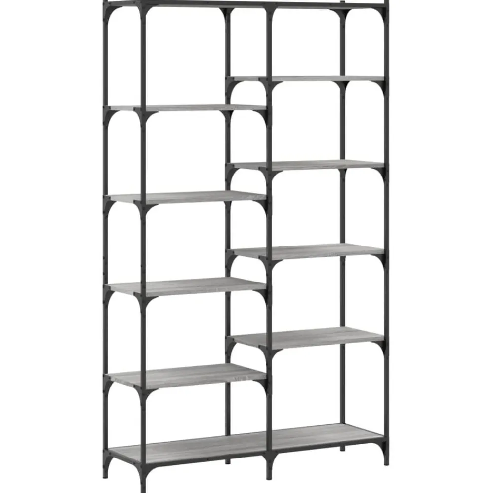 vidaXL Estantería hierro y madera ingeniería 100x32x170 cm Gris sonoma Clearance