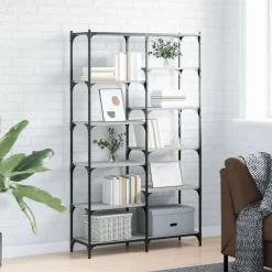 vidaXL Estantería hierro y madera ingeniería 100x32x170 cm Gris sonoma Clearance