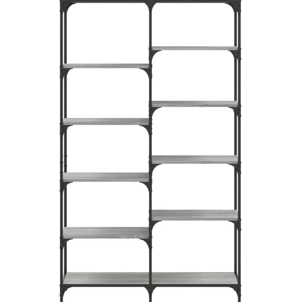 vidaXL Estantería hierro y madera ingeniería 100x32x170 cm Gris sonoma Clearance