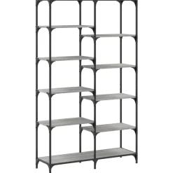 vidaXL Estantería hierro y madera ingeniería 100x32x170 cm Gris sonoma Clearance