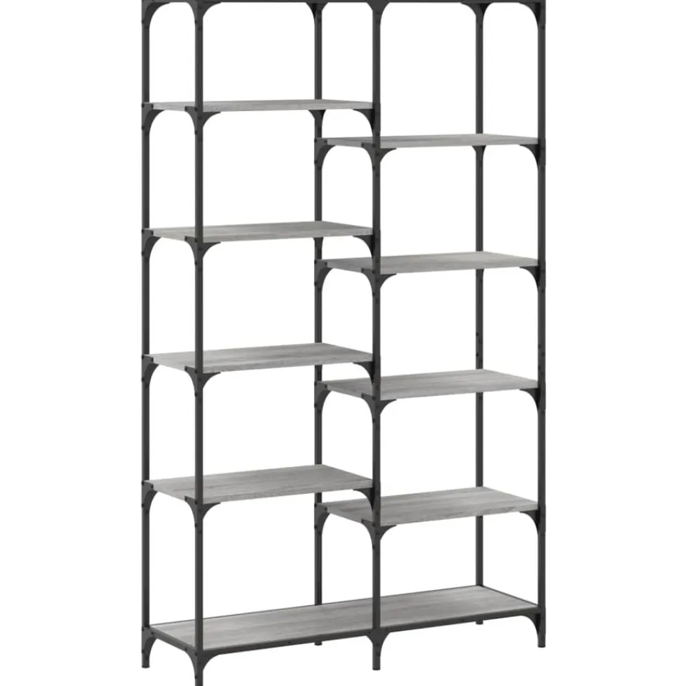 vidaXL Estantería hierro y madera ingeniería 100x32x170 cm Gris sonoma Clearance