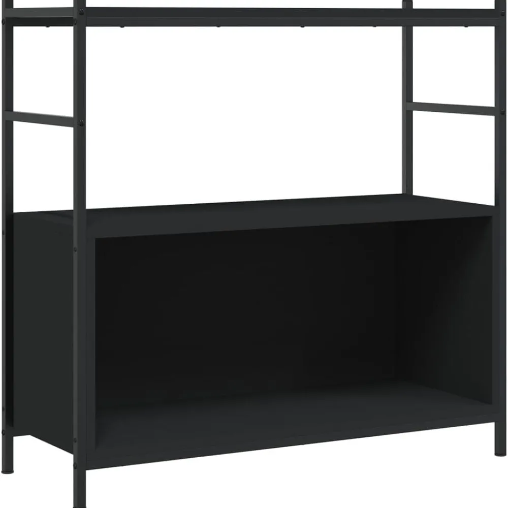 vidaXL Estantería hierro y madera de ingeniería 80x30x78,5 cm Negro
