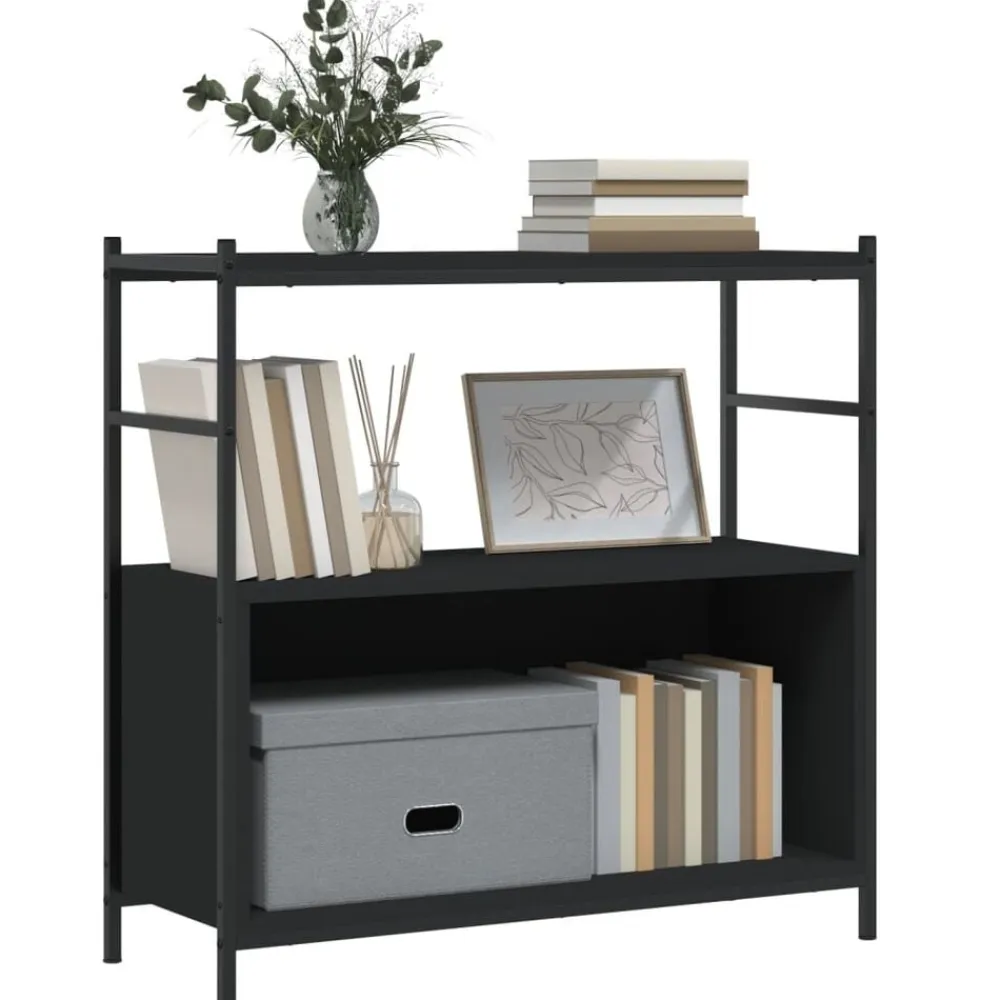 vidaXL Estantería hierro y madera de ingeniería 80x30x78,5 cm Negro