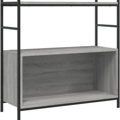 vidaXL Estantería hierro y madera ingeniería 80x30x78,5 cm Gris sonoma Discount