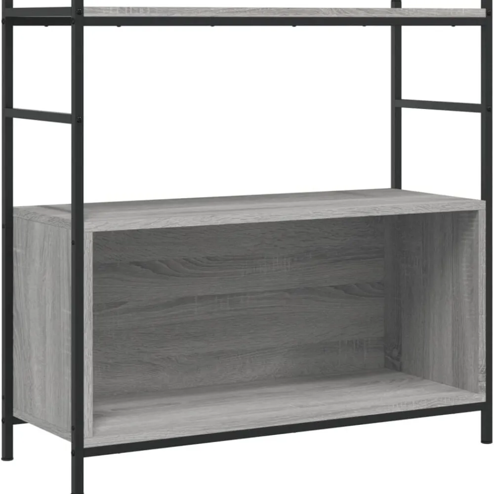 vidaXL Estantería hierro y madera ingeniería 80x30x78,5 cm Gris sonoma Discount