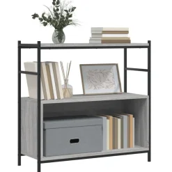 vidaXL Estantería hierro y madera ingeniería 80x30x78,5 cm Gris sonoma Discount