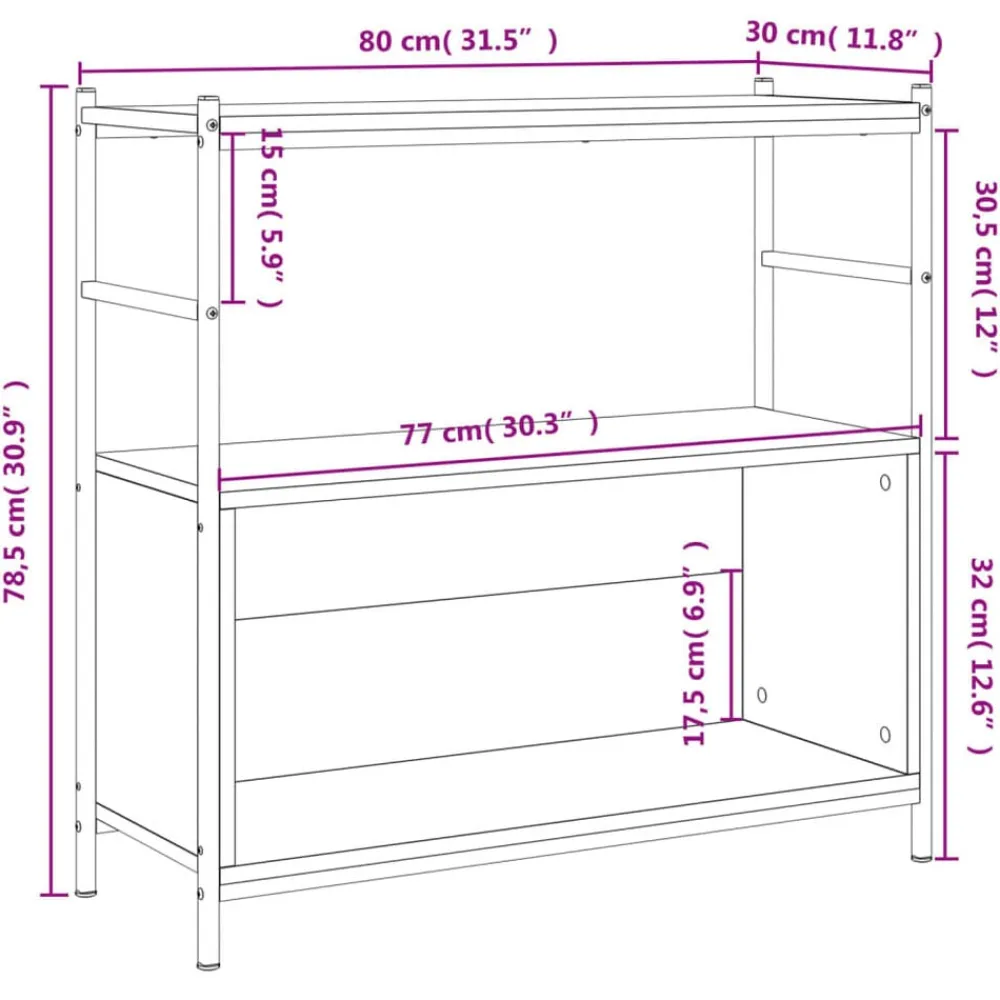 vidaXL Estantería hierro y madera ingeniería 80x30x78,5 cm Gris sonoma Discount