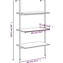 vidaXL Estantería inclinada de 3 niveles 64x35x120,5 cm Negro Sale