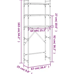 vidaXL Accesorios Para Electrodomésticos-Estantería lavadora madera ingeniería roble marrón 67x25x163 cm