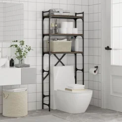 vidaXL Accesorios Para Electrodomésticos-Estantería lavadora madera ingeniería roble marrón 67x25x163 cm