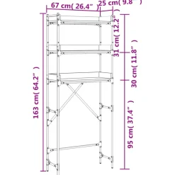 vidaXL Accesorios Para Electrodomésticos-Estantería lavadora madera ingeniería roble marrón 67x25x163 cm
