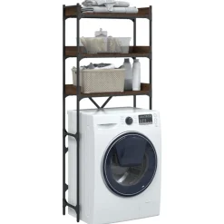 vidaXL Accesorios Para Electrodomésticos-Estantería lavadora madera ingeniería roble marrón 67x25x163 cm