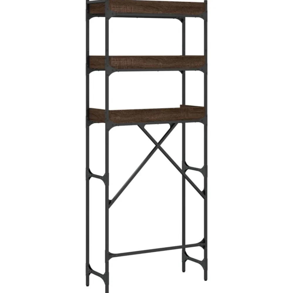 vidaXL Accesorios Para Electrodomésticos-Estantería lavadora madera ingeniería roble marrón 67x25x163 cm