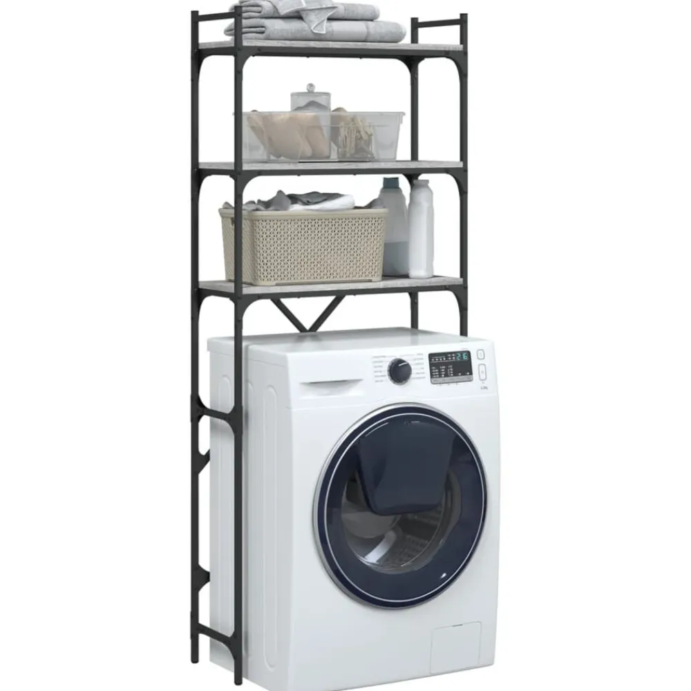vidaXL Estantería lavadora madera ingeniería 67x25x163 cm Gris sonoma Discount