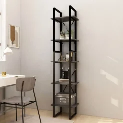 vidaXL Estantería librería 5 niveles madera de pino 40x30x175 cm Gris Hot