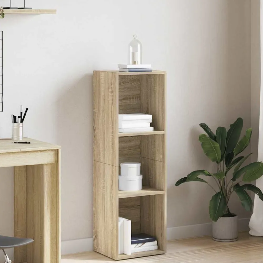 vidaXL Estanterías-Estantería libros/mueble TV contrachapada roble 36x30x114 cm
