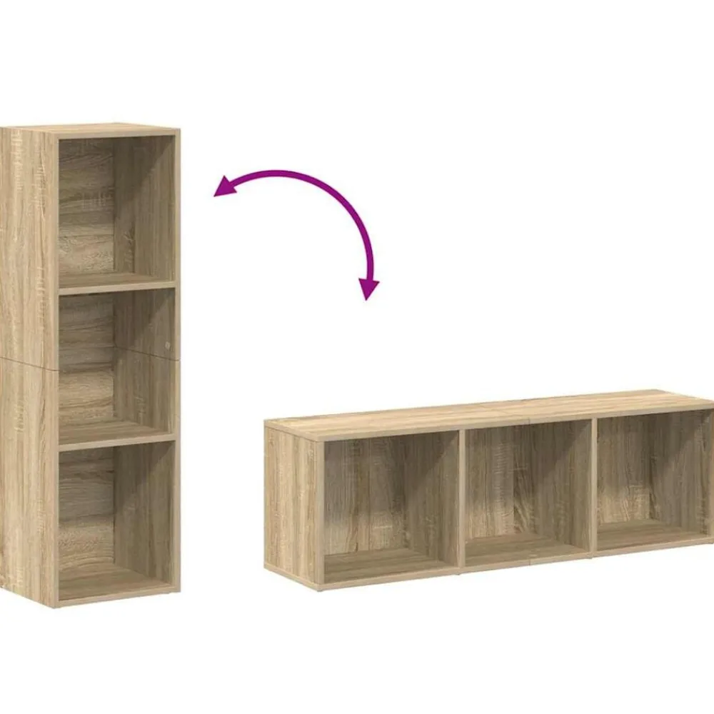 vidaXL Estanterías-Estantería libros/mueble TV contrachapada roble 36x30x114 cm