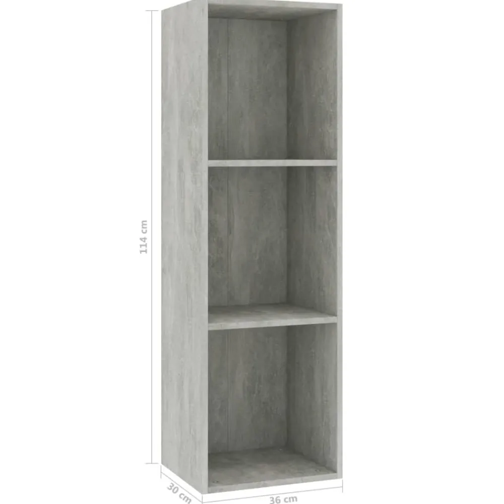 vidaXL Estanterías-Estantería libros/mueble TV contrachapada hormigón 36x30x114cm