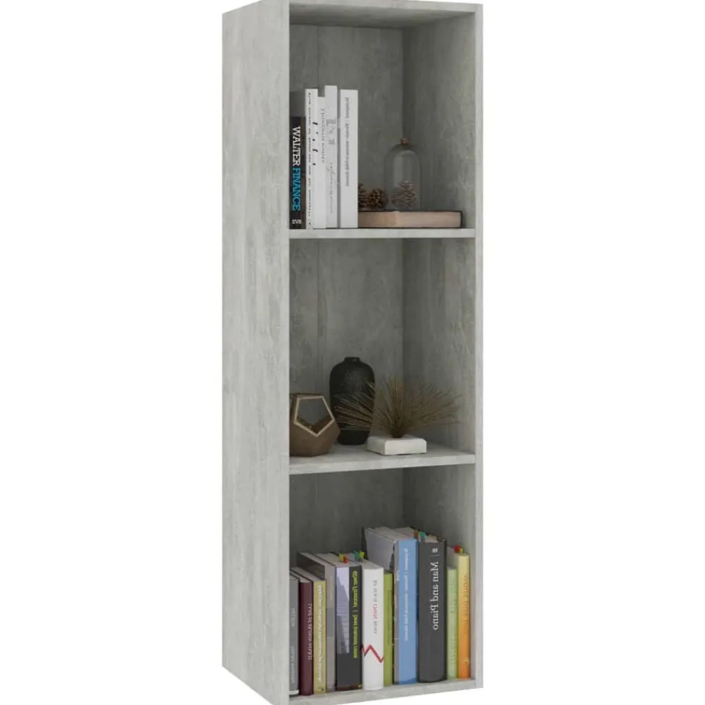 vidaXL Estanterías-Estantería libros/mueble TV contrachapada hormigón 36x30x114cm