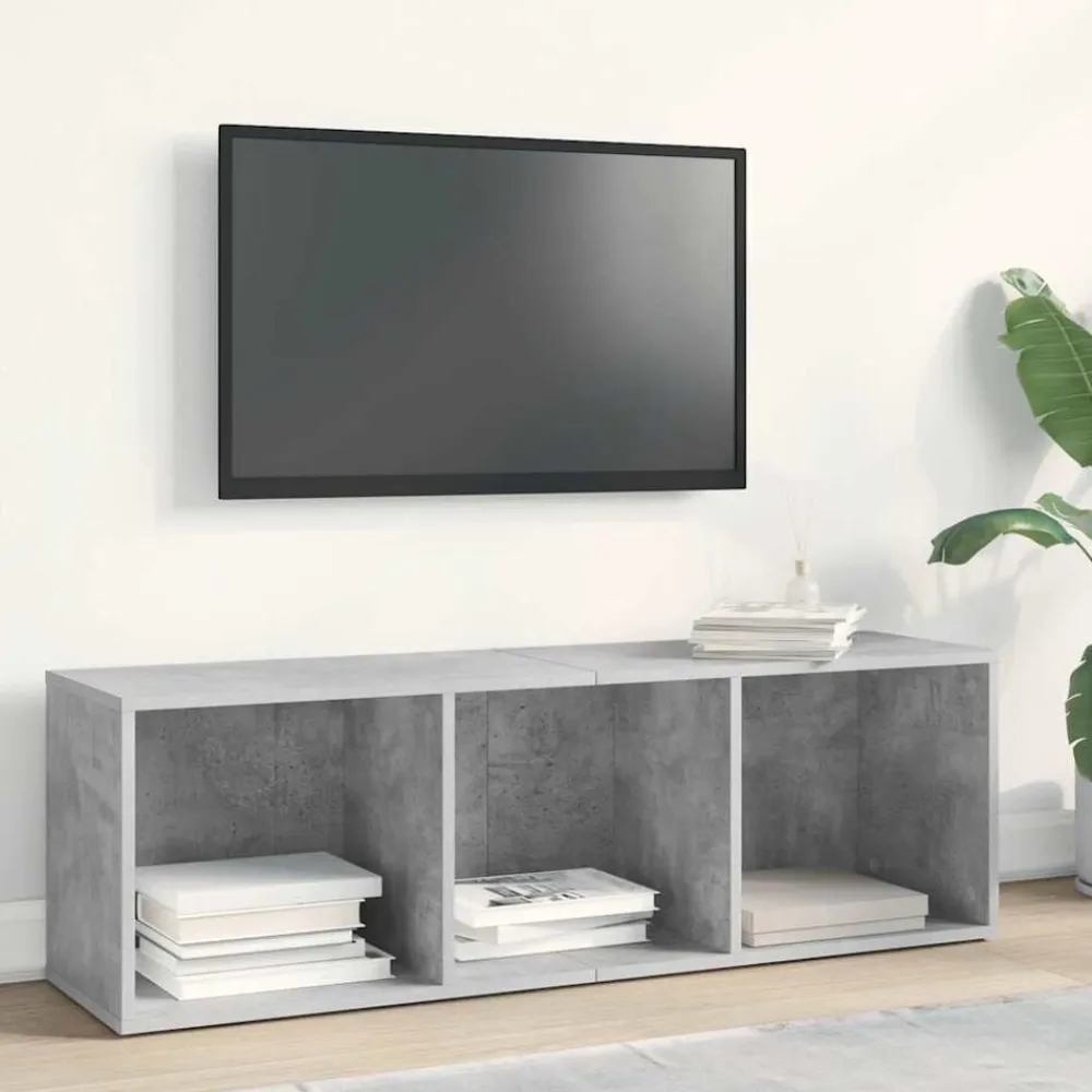 vidaXL Estanterías-Estantería libros/mueble TV contrachapada hormigón 36x30x114cm