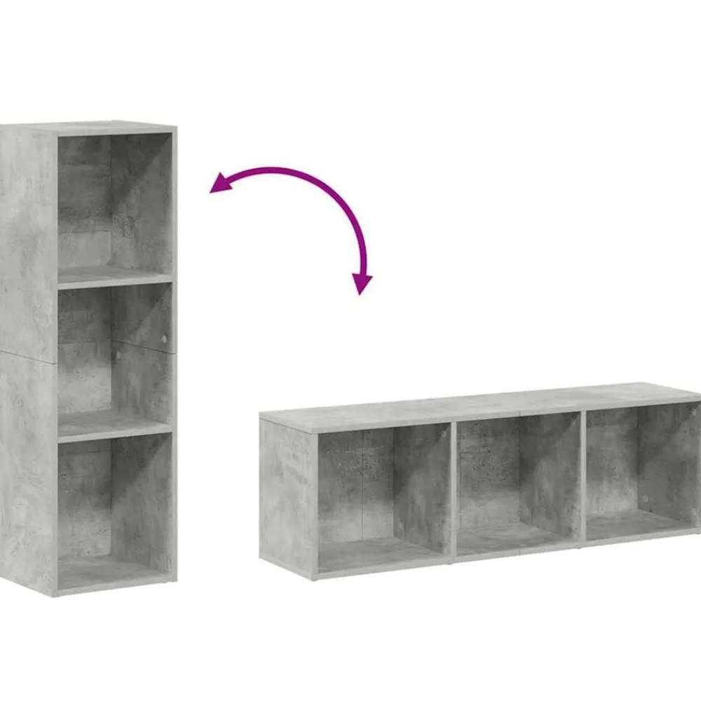 vidaXL Estanterías-Estantería libros/mueble TV contrachapada hormigón 36x30x114cm