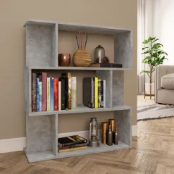 vidaXL Estanterías-Estantería madera contrachapada gris hormigón 80x24x96cm
