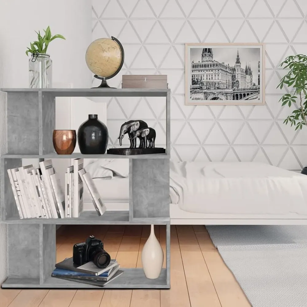 vidaXL Estanterías-Estantería madera contrachapada gris hormigón 80x24x96cm