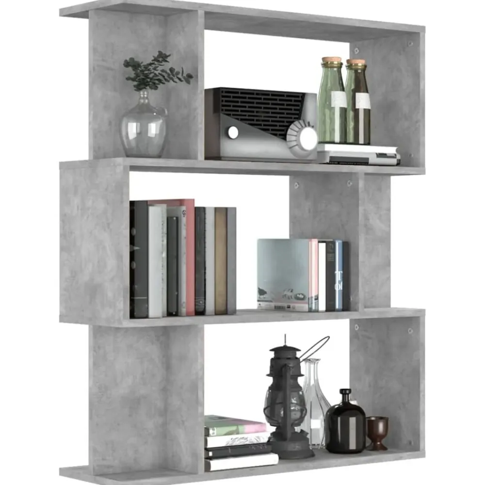 vidaXL Estanterías-Estantería madera contrachapada gris hormigón 80x24x96cm