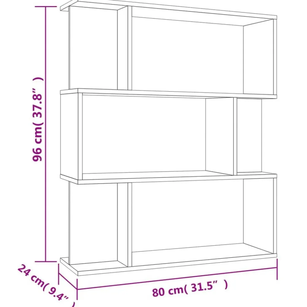 vidaXL Estanterías-Estantería madera contrachapada gris hormigón 80x24x96cm