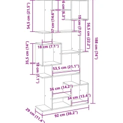 vidaXL Estantería madera contrachapada gris hormigón 92x29x188 cm Gris hormig&oacute;n Best