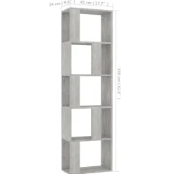 vidaXL Estantería madera contrachapada gris hormigón 45x24x159cm Gris hormigón Clearance