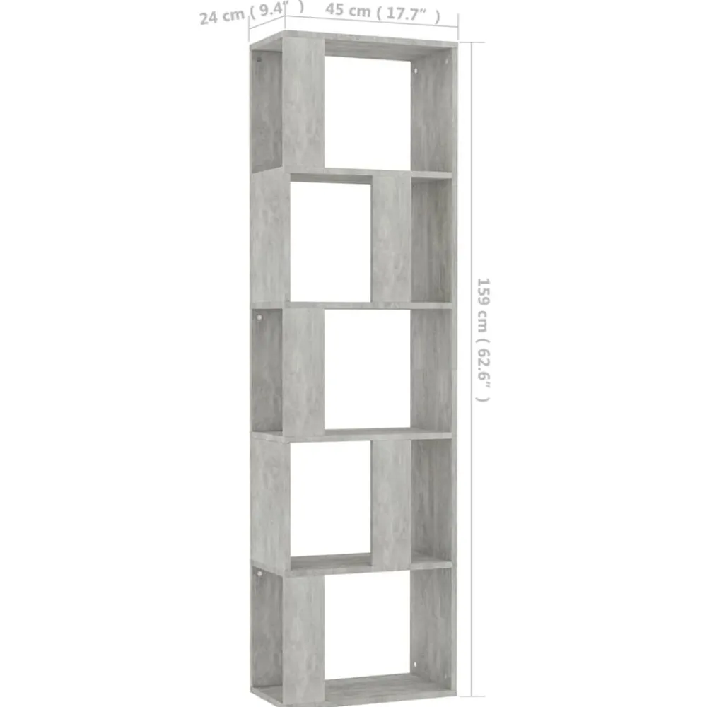 vidaXL Estantería madera contrachapada gris hormigón 45x24x159cm Gris hormigón Clearance