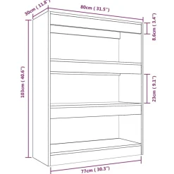 vidaXL Estanterías-Estantería madera contrachapada marrón roble 80x30x103 cm