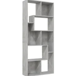 vidaXL Estanterías-Estantería madera contrachapada gris hormigón 67x24x161 cm