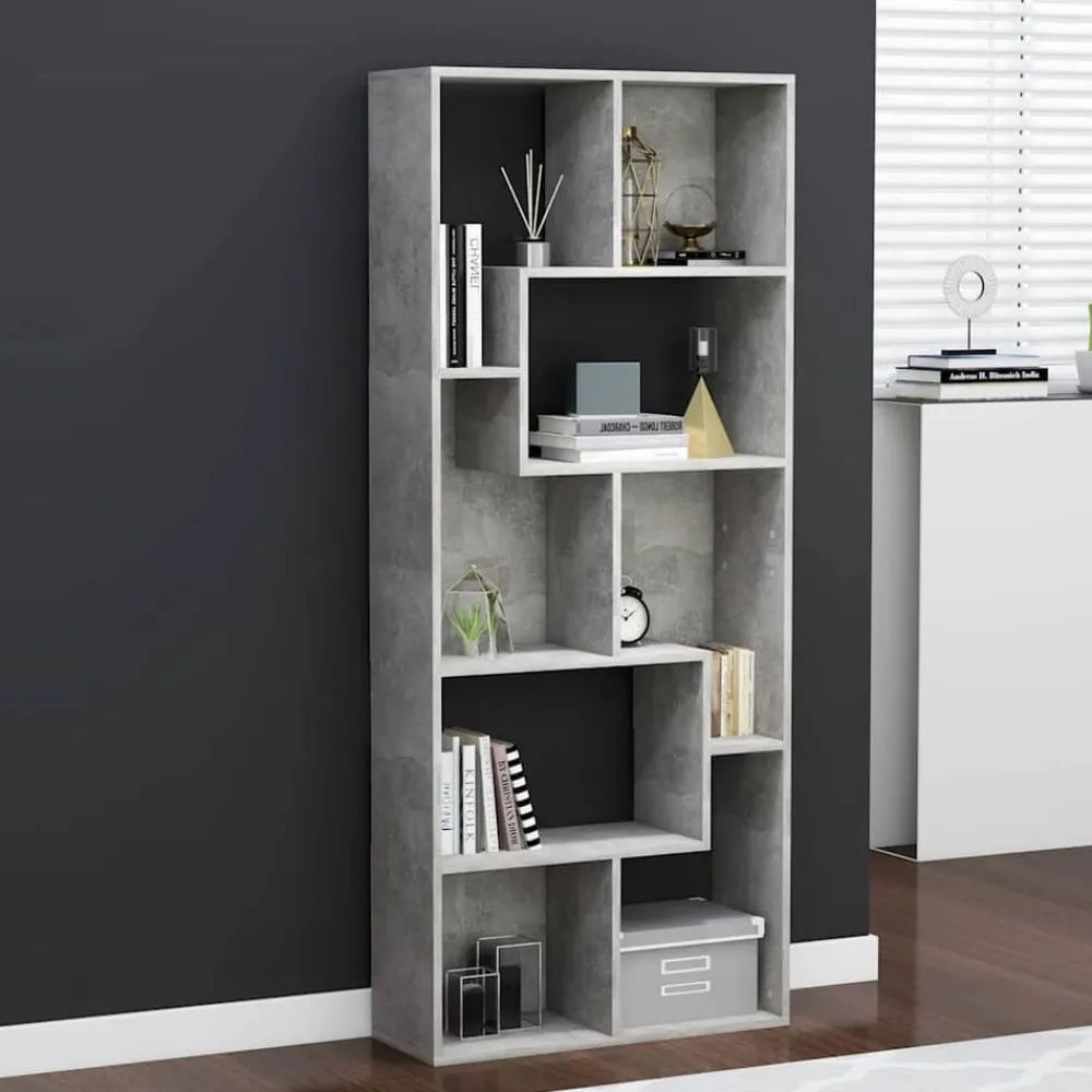 vidaXL Estanterías-Estantería madera contrachapada gris hormigón 67x24x161 cm
