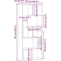 vidaXL Estanterías-Estantería madera contrachapada gris hormigón 67x24x161 cm