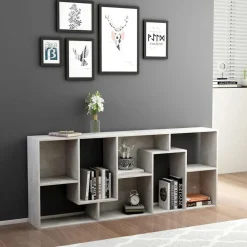 vidaXL Estanterías-Estantería madera contrachapada gris hormigón 67x24x161 cm
