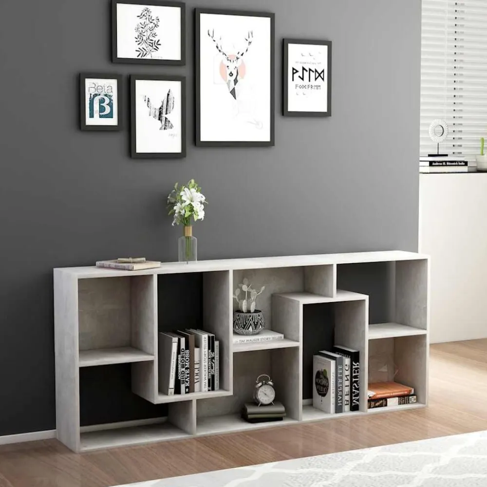 vidaXL Estanterías-Estantería madera contrachapada gris hormigón 67x24x161 cm