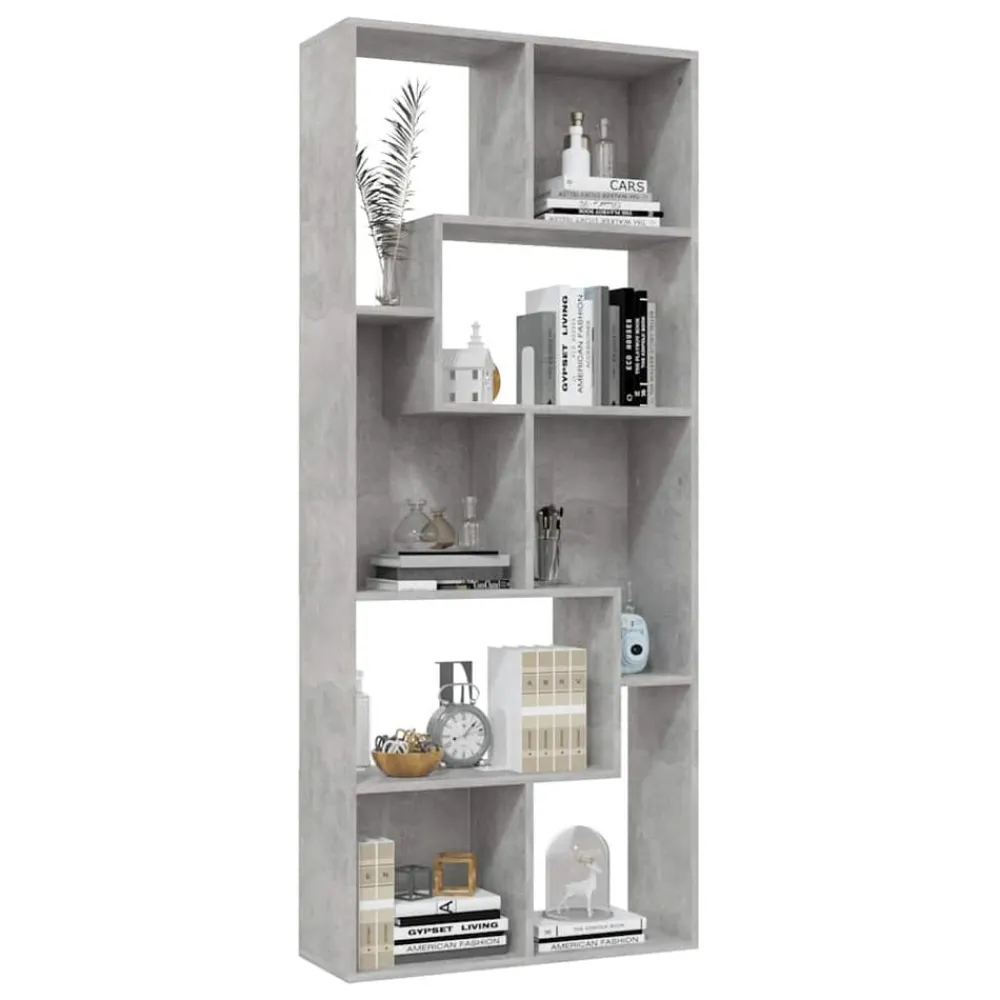 vidaXL Estanterías-Estantería madera contrachapada gris hormigón 67x24x161 cm