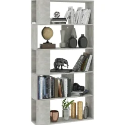 vidaXL Estanterías-Estantería madera contrachapada gris hormigón 80x24x159cm