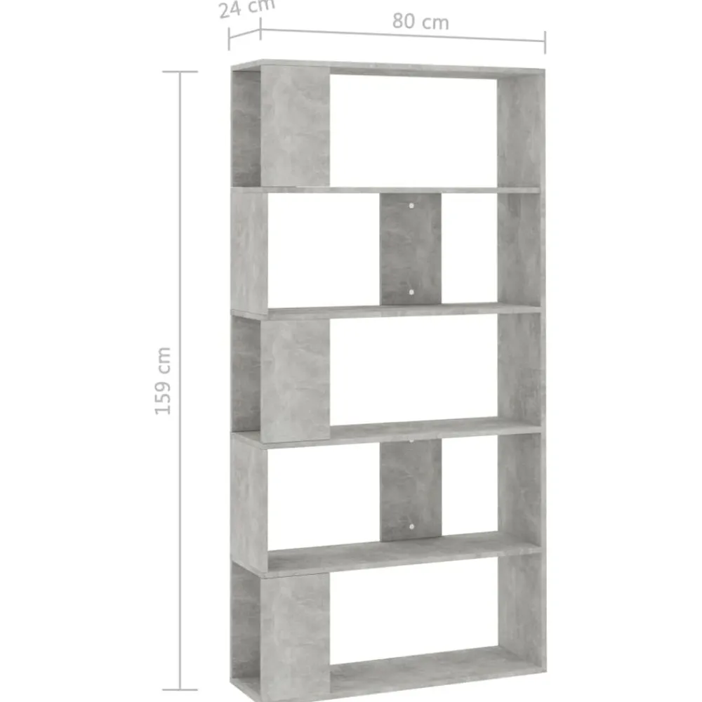vidaXL Estanterías-Estantería madera contrachapada gris hormigón 80x24x159cm